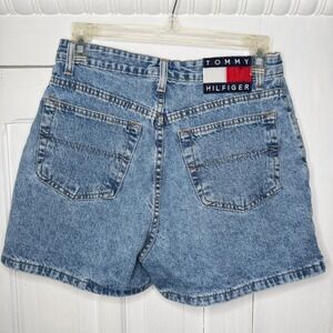 Tommy Hilfiger Vintage 90s Denim Shorts Light Wash High Waisted Logo 25 Waist